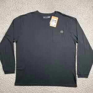 Fintech Heavy Duty Pocket T-Shirt Mens XXL Black Long Sleeve Work Wear Cotton